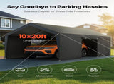 Carport Car Canopy 12x20FT Heavy Duty Car Shelter with Sidewalls White V952-FBSJSQCCKHS886LB9001V0