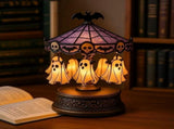 Ghost Carousel Light Halloween Desk Lamp Stained Glass Circus Tent Night Light With Ghosts Bats V1370-AZ4-16687