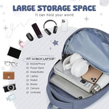 14-inch Laptop Backpack Waterproof Lightweight Daypack for School University, Dark Blue, Compatible V1188-MS-325-0796