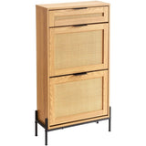 VEVOR Rattan Shoe Cabinet, Narrow Shoe Storage Organizer with 2 Flip Rattan Drawers & 1 Slide V952-FCTBXJ2C1XC2OJCICV0