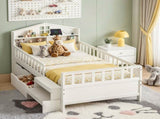 Artiss Single Bed Frame with 2 Storage Drawers, Montessori Bed with Headboard, 2 USB Ports & Led WBED-F-HOMIX-S-WH-AB