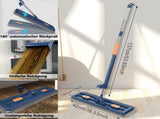 Large Flat Mop with 360&deg Rotatable Wringing Function, Microfiber Pads for Hardwood Blue 2 rags V1237-ZY-203-1790