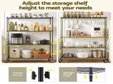 Artiss 4-Tier Kitchen Rack Shelf with Wheels Shelving 152x45x187CM Adjustable Metal Storage Shelves KR-MEL-4S-150-BK