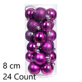 24 Count Plastic Electroplated Festive Decor Baubles, Purple 8cm Glossy Spheres to Enrich Christmas V1221-XM-LB4808-ZS118