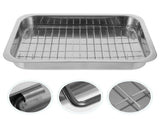 Deep Roaster Pan Tray Baking Sheet and Rack Set Nonstick Steel Roaster Lasagna Pan Baking Tray with V1192-AZ-W-17053