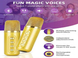Gold Karaoke Machine with 2 Wireless Microphones Bluetooth-Compatible 5.0 for Parties V201-QHGMMOREONE049