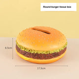 Round Creative Burger Tissue Box Fun American-Style Cartoon Paper Towel Holder for Home Dcor and V888-ELOSUNG13607