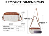 Cow White Brown Chic Quilted Crossbody Bag - Vintage PU Leather Shoulder Purse with Adjustable Strap V888-ELOSUNG33462