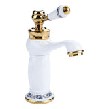 Floral Pattern Single Handle Mixer Tap Cold/Hot Water Faucet for Bathroom Basin Sink V1294-YM0901-JY07252-03