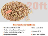 Transport Binder Chain, 2222 kg Working Load Limit, G80 Tow Chain Tie Down with Grab Hooks, DOT V952-ZGTLJZMGDXZYJUZEDV0