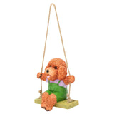 Swing Animal Hanging Teddy Dog Cartoon Garden Decoration Pendant Style Resin Statue CraftsBrown V1294-YM0901-3111210157611