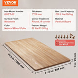 VEVOR Table Top, 70.9" x 31.5" x 1", 220.5 lbs Load Capacity, Universal One-Piece Particle Board V952-GZTZMBHB1808X4WRLV0