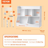 VEVOR Wood Kid Storage Cubby, Toy Storage Organizer with Bookshelf, 5-Cubby Wood Toy Storage V952-ETCWG9848140XOTT5V0