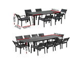 Gardeon Outdoor Dining Set 11PCS Aluminum Extendable Table and Chairs Patio Furniture Black FF-DINING-11ALU-BK-ABCD