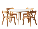 Artiss Round Dining Table and Chairs Set 5 PCS, 108cm Compact Kitchen Table Set with Solid Pine Wood DSET-TAB01-RUB-WDX4
