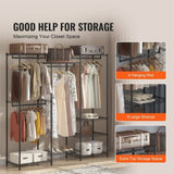 VEVOR Heavy Duty Clothes Rack, Rolling Clothing Garment Rack with 4 Hang Rods & 8 Storage Tiers, V952-FZKCYJ6878348I8KKV0