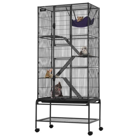 VEVOR 69" Metal Small Animal Cage 4-Tier Rolling Ferret Cage with Tray 3 Ramps V952-JSXDL301869I2SROXV0