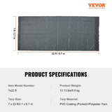 VEVOR Dump Truck Mesh Tarp, 7 x 22 ft, PVC Coated Black Heavy Duty Cover with 5.5" 18oz Double V952-KCPVC7X2218OZN4T5V0