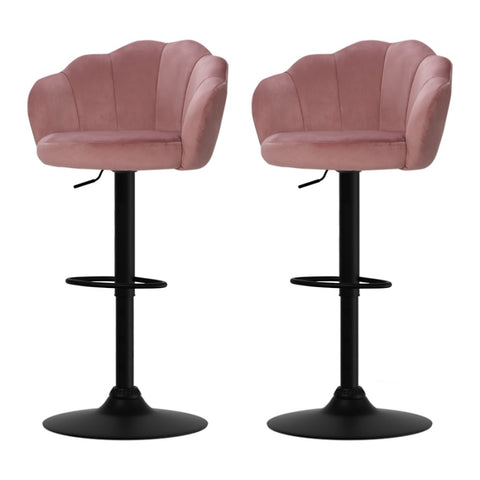 Artiss 2x Bar Stools Gas Lift Velvet Pink BA-K-9968-PKX2