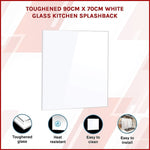 Toughened 90cm x 70cm White Glass Kitchen Splashback V63-828801