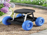 Gardeon Garden Cart Seat with Wheels, Rolling Work Stool with Tool Storage Tray, 440lbs GCT-SEAT-200KG-BL