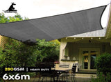 Wallaroo 280GSM Outdoor Sun Shade Sail Canopy Grey Square 6m x 6m GYSS-280-6X6