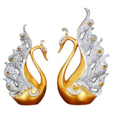 2PCS Peacock Ornaments Natural Resin Desktop Peacock Sculpture for Wine Cabinet TV Cabinet Home Gold V1294-YM0626-3115220162113