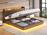 Levede Queen Bed Frame Gas Lift LED Light BF1065-Q