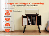 Record Player Stand, 2 Tiers Turntable Stand with 4 Cabinets, Holds up to 100 Albums, Wooden Vinyl V952-DCJZJDLK2CMZ4P6V1V0