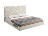 Matrix Bed Frame Fabric Padded Upholstery High Quality Slats Polished Stainless Steel Feet V43-BED-MATX-KBG