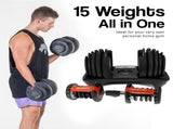 Powertrain 48KG Adjustable Dumbbell Set with FID Weight Bench BF1-24-RD-2-01B