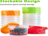 12 reusable 8-ounce plastic food containers with lids - deli containers - stackable food storage V1259-DP01-BO-209