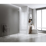 110x210cm Single Shower Glass Screen with Black Wall Channel & Square Pole V63-929221