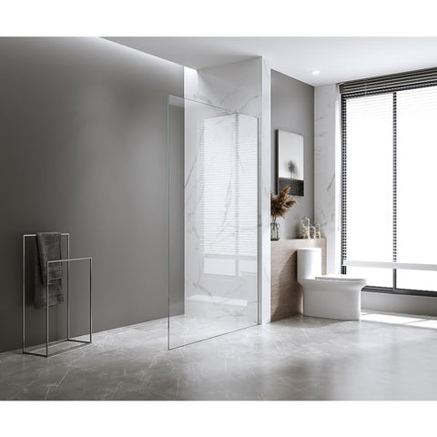 120x200cm Single Shower Glass Screen with White Wall Channel V63-929521