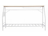 Artiss Single House Bed Frame Metal Canopy Bed Storage Shelf for Kids White MBED-D-HOUSE-S-WH-AB