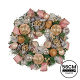 Christabelle 56cm Christmas Wreath Lush Pink Front Door Decoration Jewelled Baubles Flowers Pin 112_GUE523
