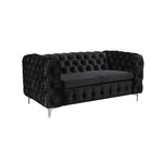 3+2+1 Seater Sofa Classic Button Tufted Lounge in Black Velvet Fabric with Metal Legs V43-SET-JAQS-3+2+1-BL