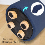 Fabric Ottoman Round Wooden Leg Foot Stool - DARK BLUE V274-FT-GQST01-DBU
