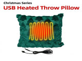 Christmas Tree Plush USB Heated Throw Pillow Festive Decorative Cushion with Adjustable V1341-ZY-MD528FPL-DARKGREEN