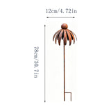 Rustic Metal Coneflower Garden Stakes, Set of 3, Rusted Iron Daisy Yard Art, 30x4.7 Inch, V1370-AZ4-10729