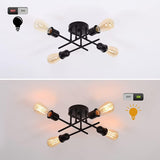 Industrial Semi Flush Mount Chandelier, Black V178-39661