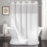 No Hooks Needed Linen Textured Curtain with Snap-in Fabric Liner Set,White Hotel Luxury Decor V1192-AZ-W-15353