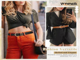 3 Pack Women's Leather Belts for Jeans Dresses Ladies Waist Belt with Fashion Gold Buckle V1258-DP02-F-701