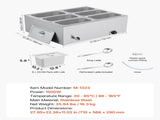 Commercial Food Warmer, 1500W Electric Stainless Steel Steam Food Warmer with Lid, 6-Pan Fast V952-SYSPBWQPTK61338ZN002V3