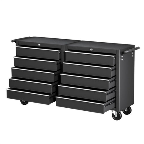 Giantz Tool Chest Trolley 10 Drawers Toolbox Storage Black TB-10DR-ROLL-BK-AB