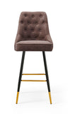 Modern Bar Chair Leather Stool Counter Brown Mid-Century Wood x 2 V541-LKS-015-BROWNPU