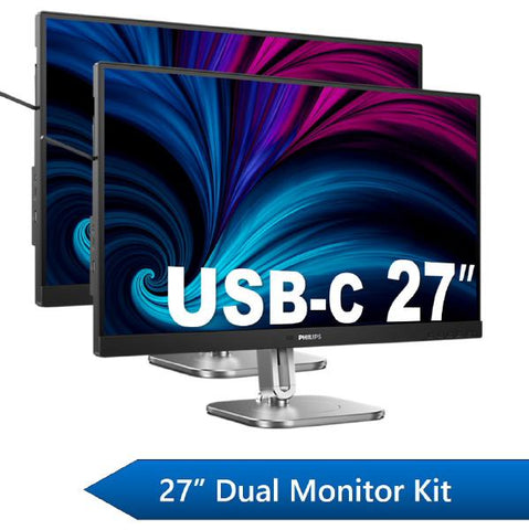 Philips 27" Business Dual Monitor Kit, 1x 27" QHD Business Monitors & 1x 27" QHD USB-C 13PH-PAIR-27DV2-KIT