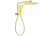 Brushed Gold Twin Shower 10" Rain Head Handheld Diverter Wall Arm Set Square V1233-A702GHS002M4CGKSS110G