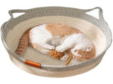 Cat Basket, Woven Cats Bed, Cotton Rope Weaving Pet Nest, Handwoven Breathable Durable Natural V1366-AZ2-W-11377