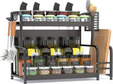 Extendable spice rack with storage accessories - 2 tiers V1189-WXFBOL-44-1